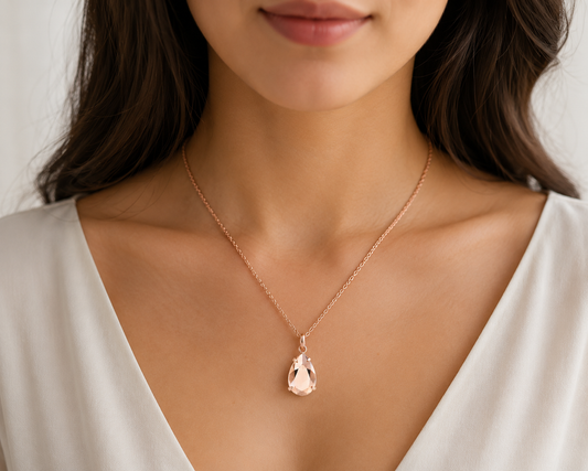 Rose gold mirror crystal necklace