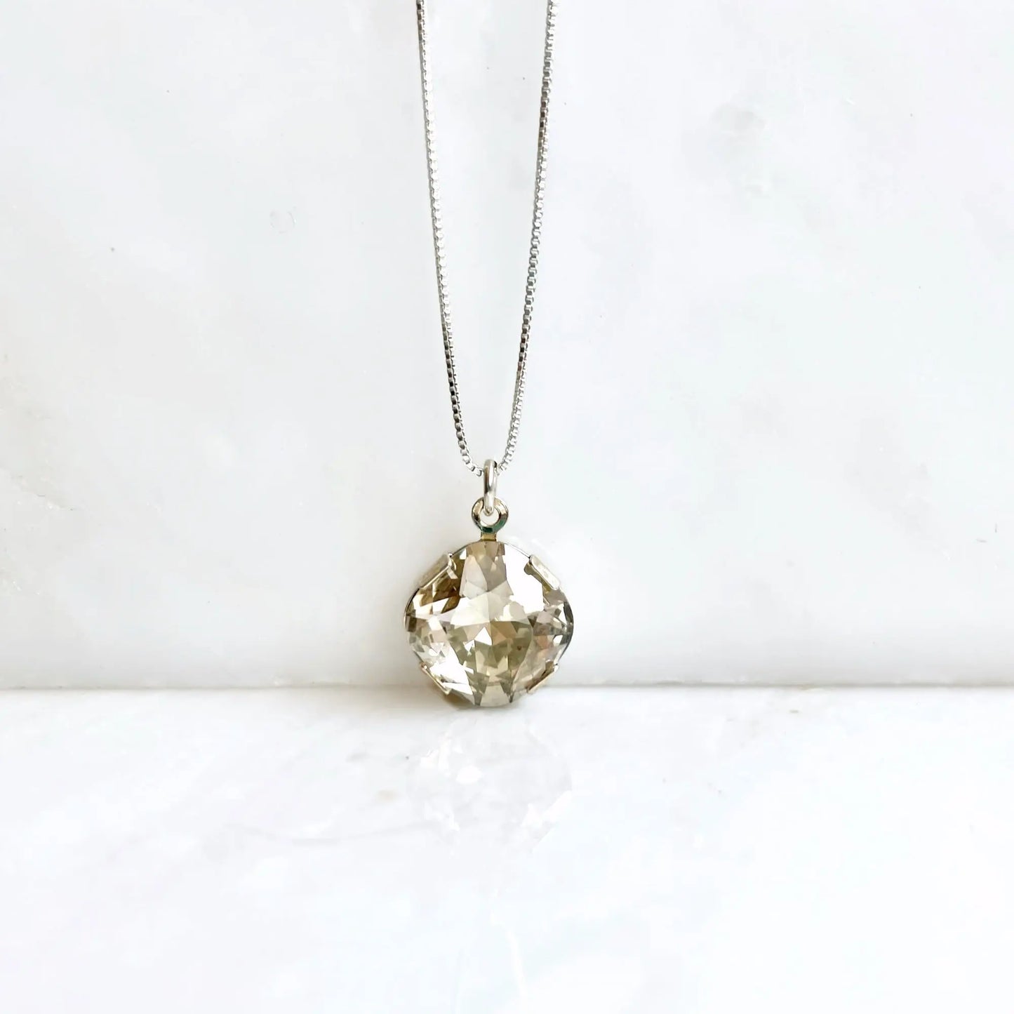 Silver Shade Square Crystal Necklace LoveYourBling