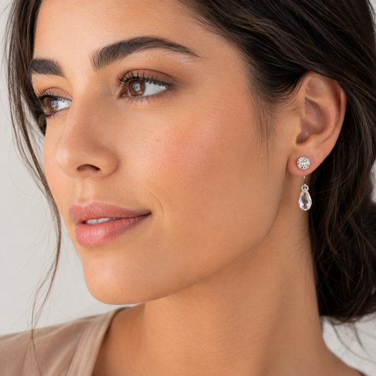 Clear crystal ear jacket earrings