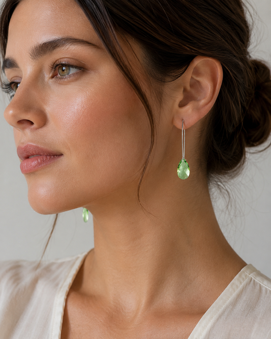 Pendientes largos de cristal de peridoto