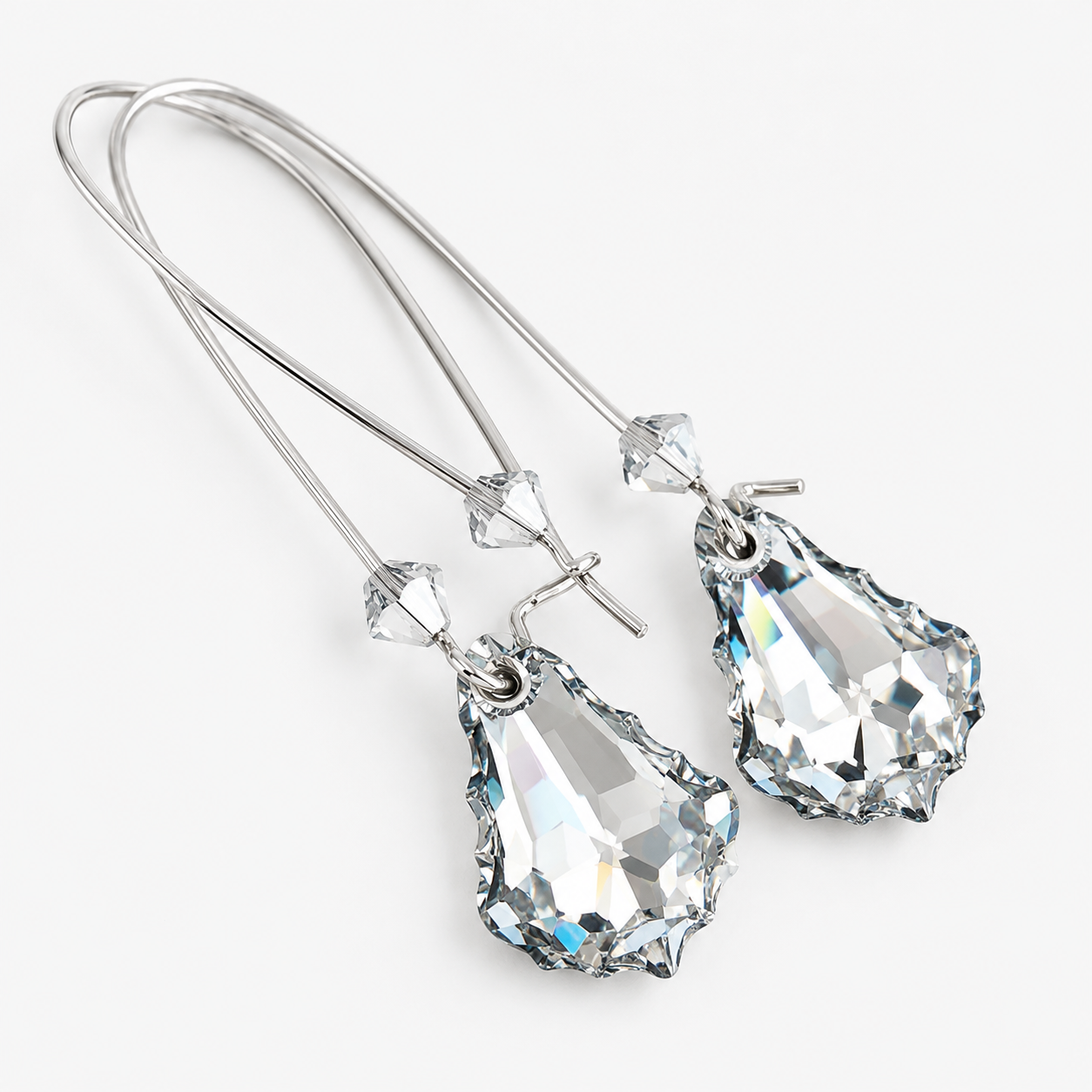 Pendientes largos candelabros de cristal transparente
