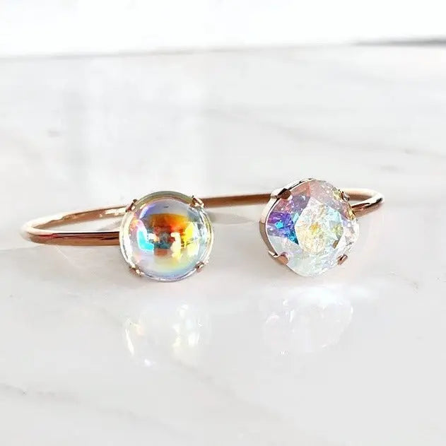 Clear ab rose gold open cuff bracelet LoveYourBling
