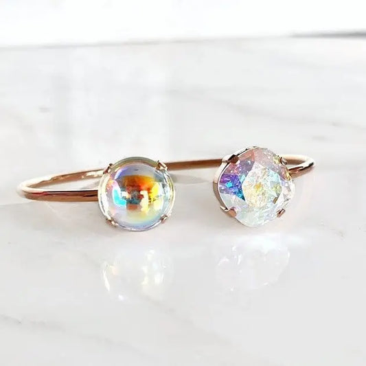 Clear ab rose gold open cuff bracelet LoveYourBling