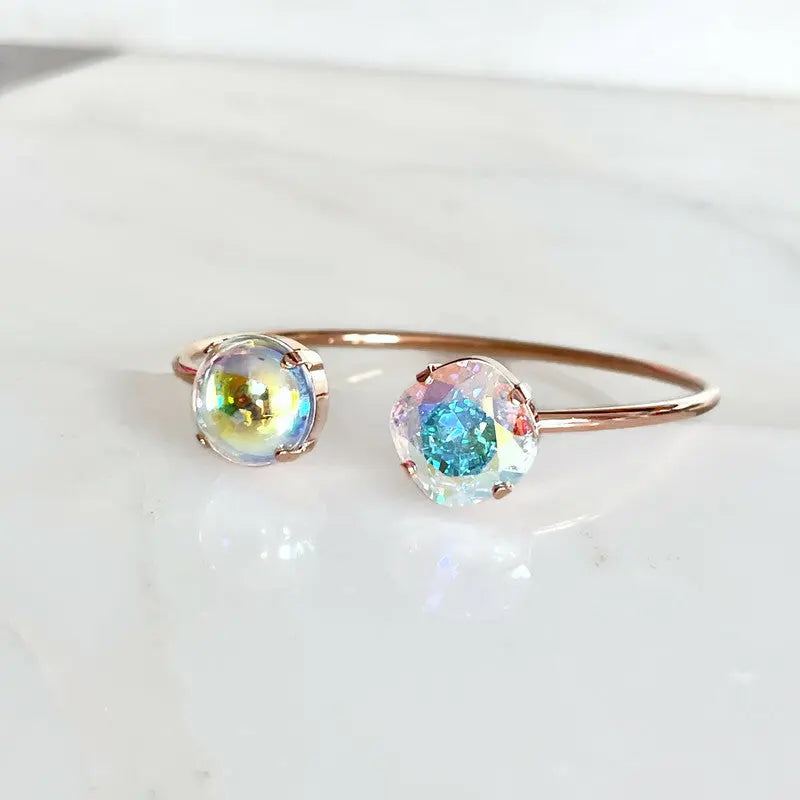 Clear ab rose gold open cuff bracelet LoveYourBling