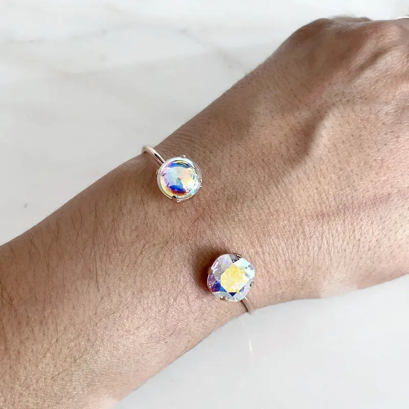 Clear ab rose gold open cuff bracelet LoveYourBling