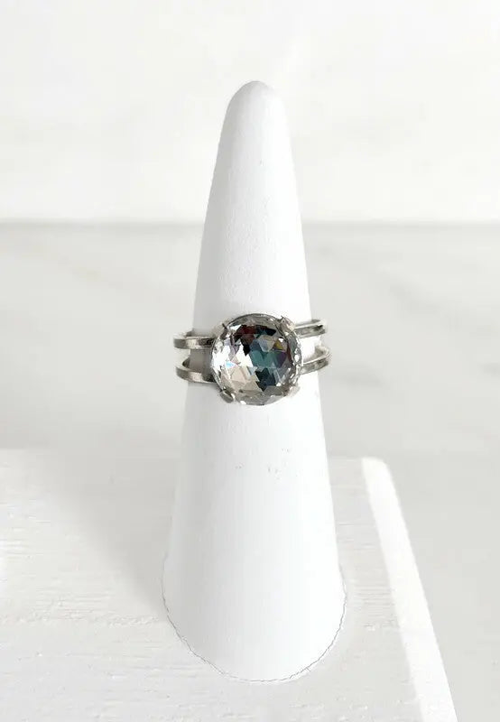 Clear rose cut crystal ring LoveYourBling