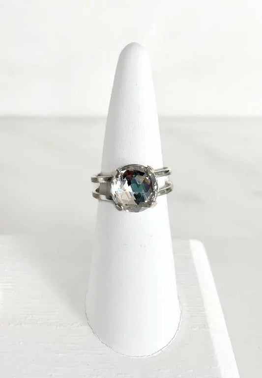 Clear rose cut crystal ring LoveYourBling