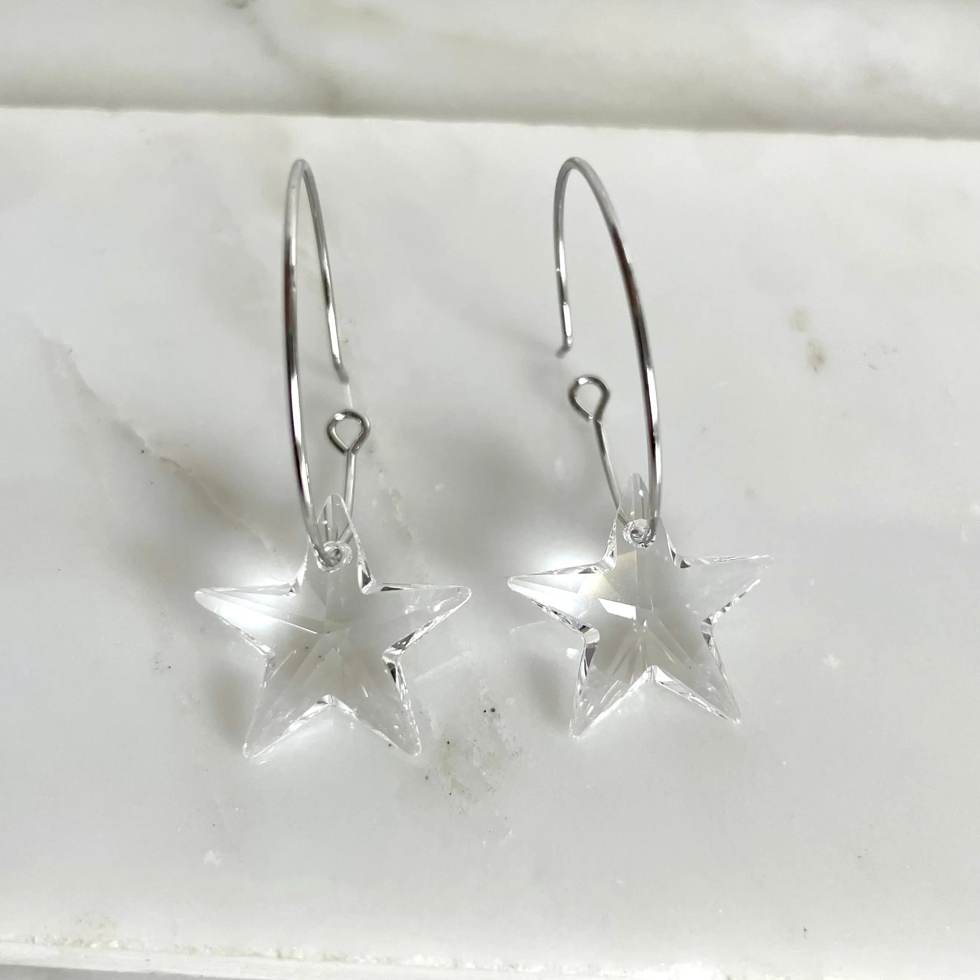 Crystal clear star hoop earrings LoveYourBling
