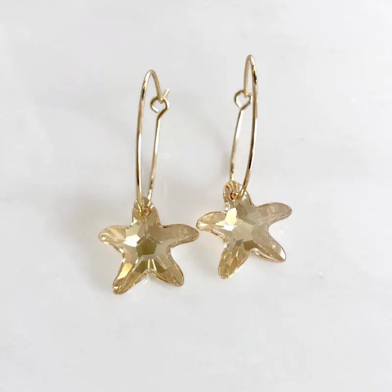 Gold starfish hoop earrings LoveYourBling
