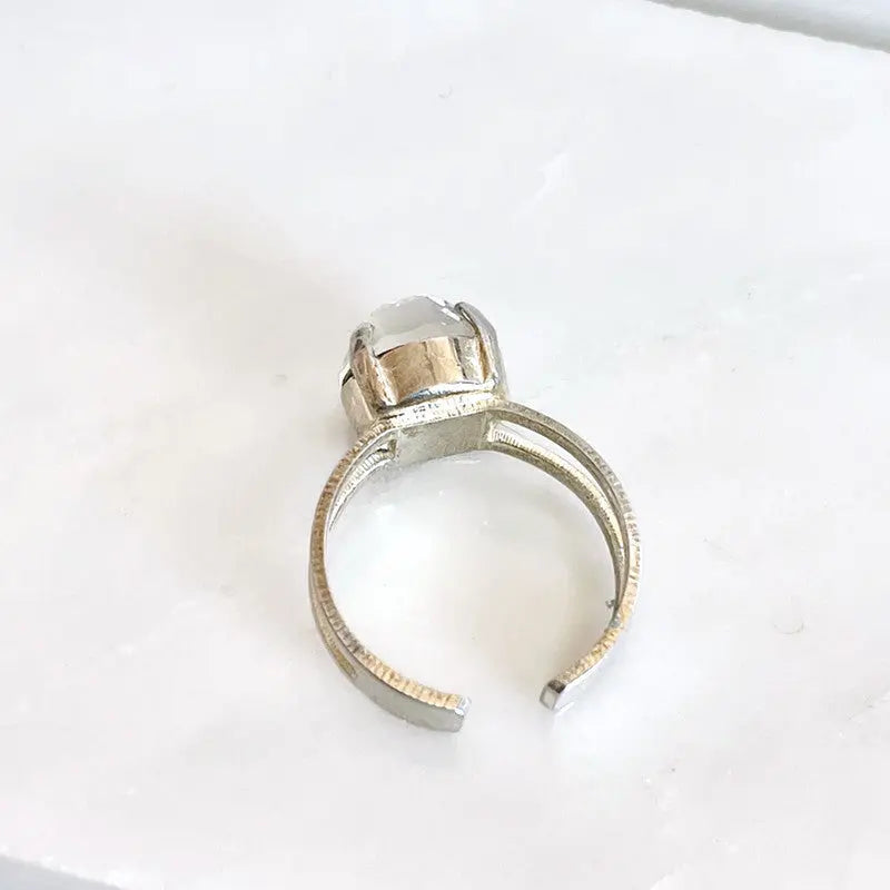 Clear rose cut crystal ring LoveYourBling