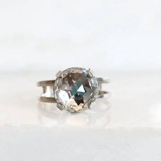 Clear rose cut crystal ring LoveYourBling
