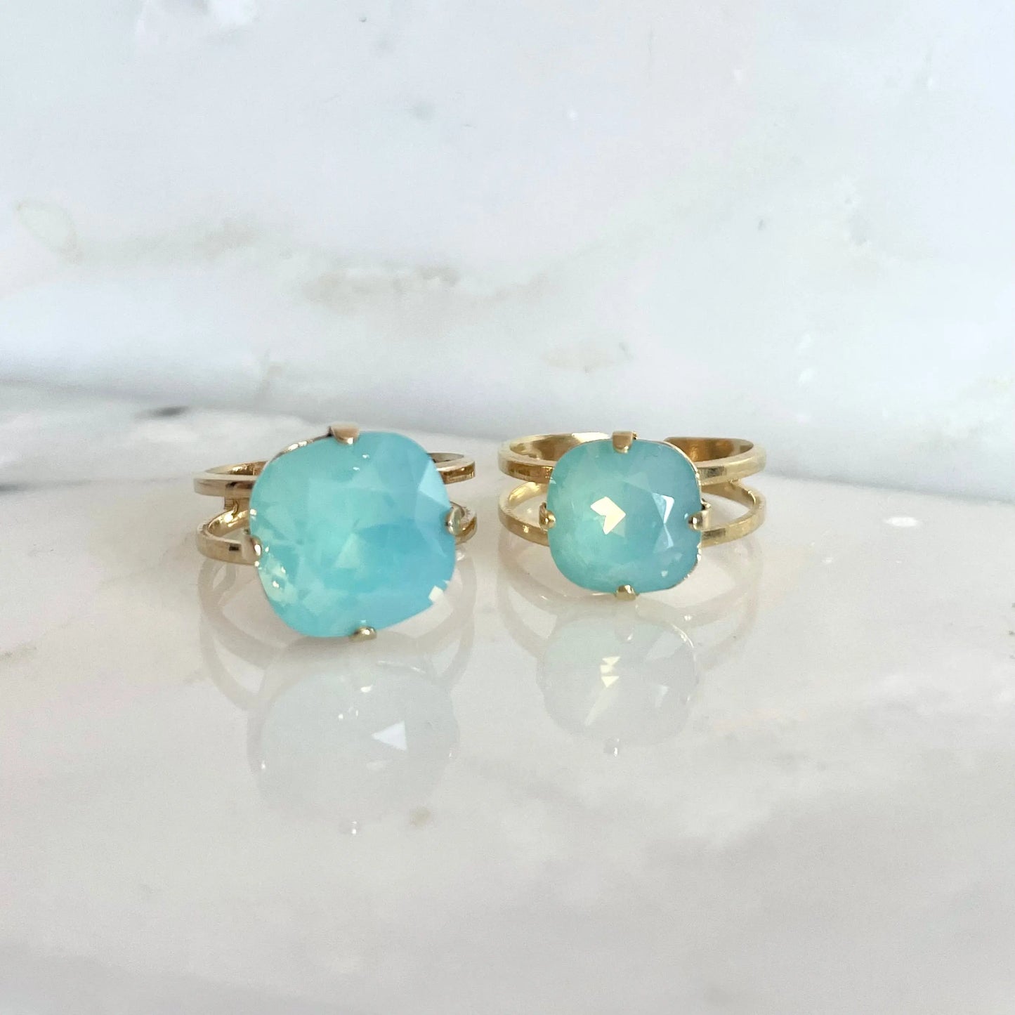 Mint pacific opal square stone crystal ring LoveYourBling
