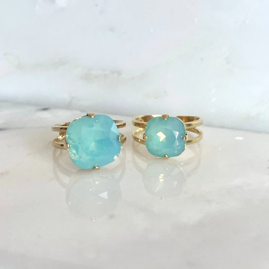 Mint pacific opal square stone crystal ring LoveYourBling