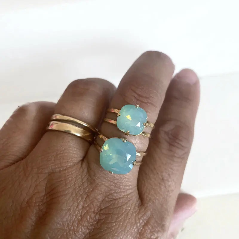 Mint pacific opal square stone crystal ring LoveYourBling