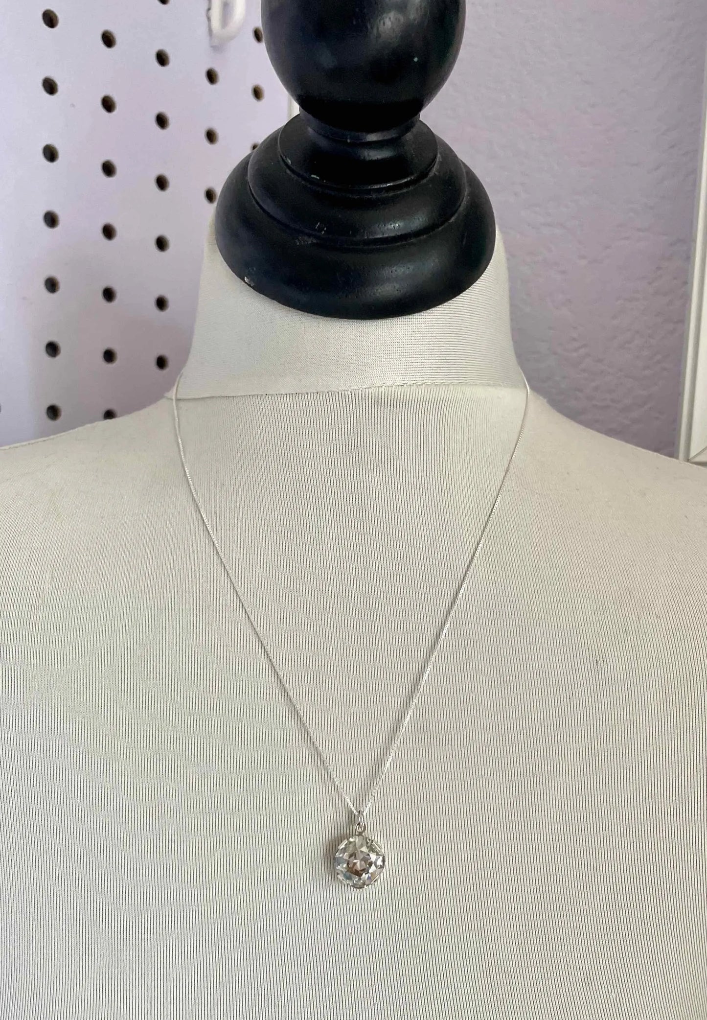Silver Shade Square Crystal Necklace LoveYourBling