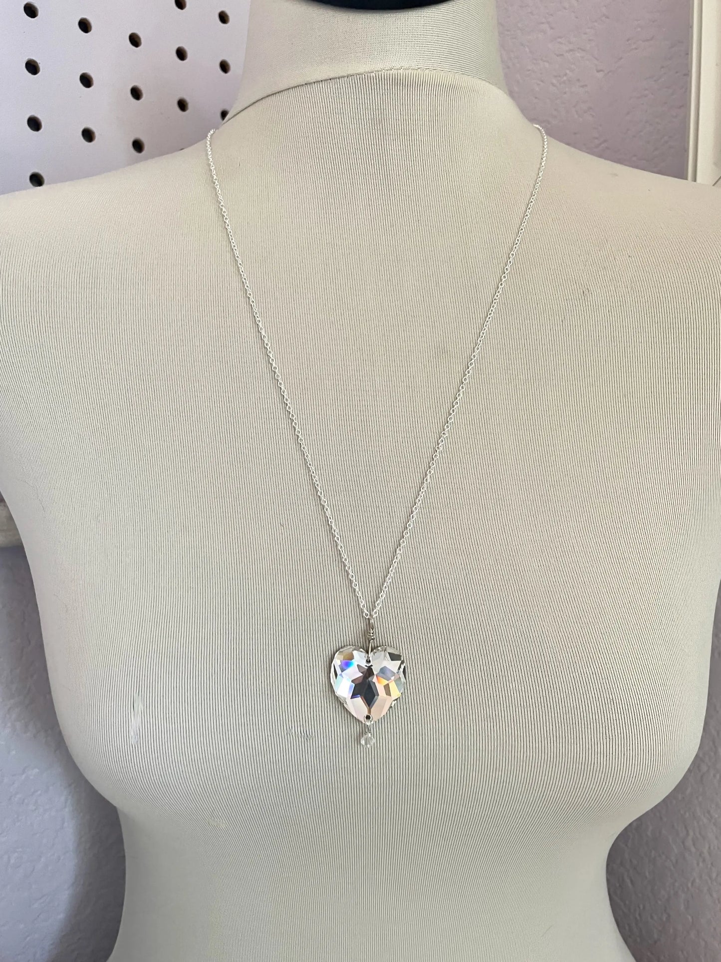 Clear crystal heart necklace LoveYourBling