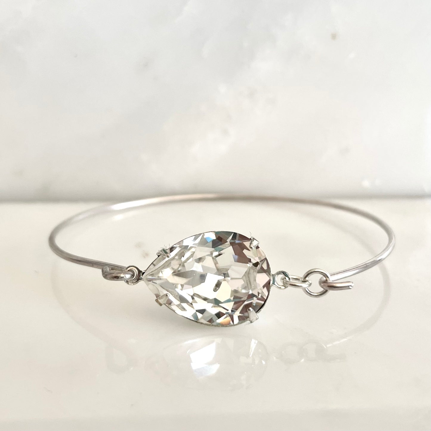 Clear Crystal teardrop bangle bracelet