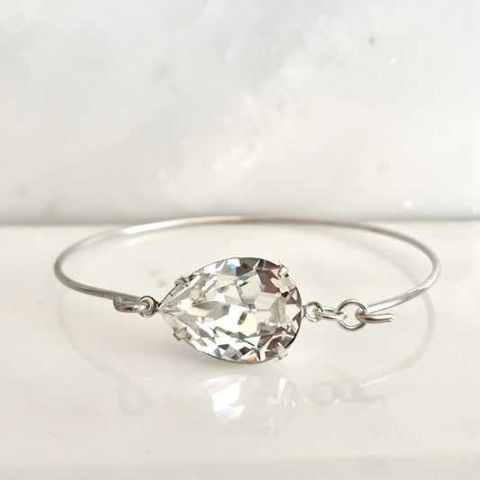 Clear Crystal teardrop bangle bracelet LoveYourBling
