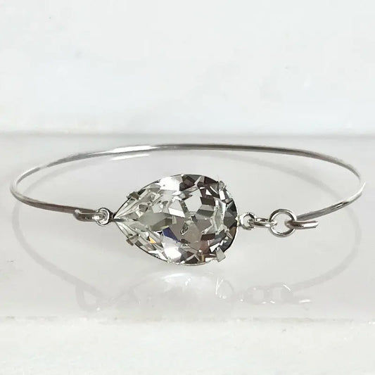Clear Crystal teardrop bangle bracelet LoveYourBling