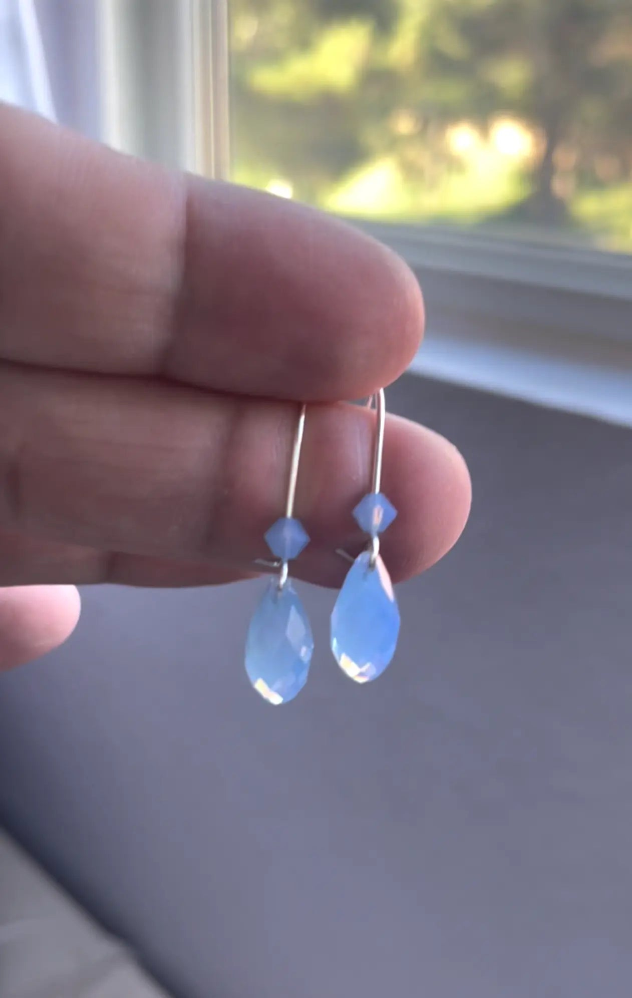 Sky Blue Opal Crystal Teardrop Earrings LoveYourBling