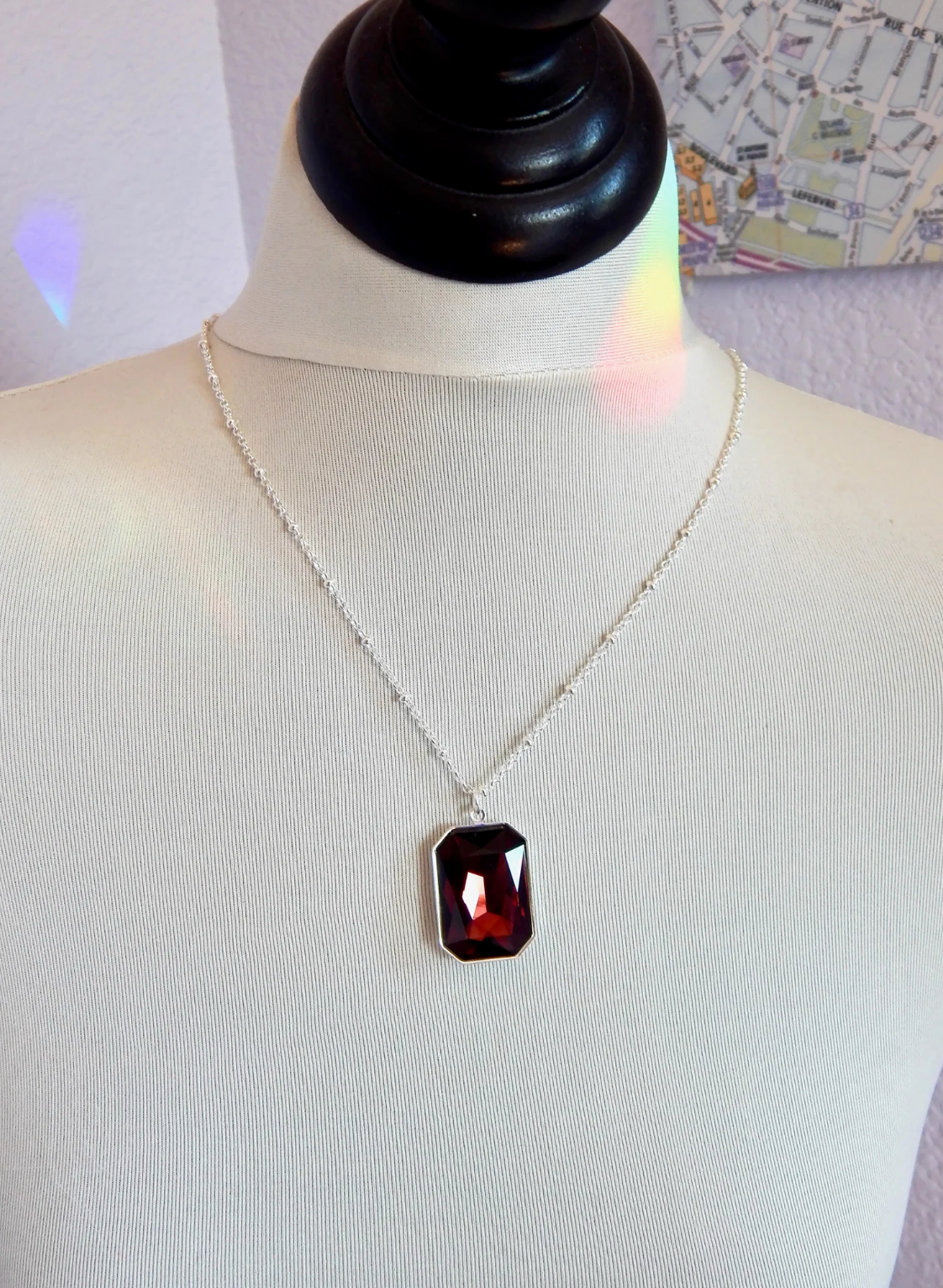 Large Burgundy Crystal Pendant