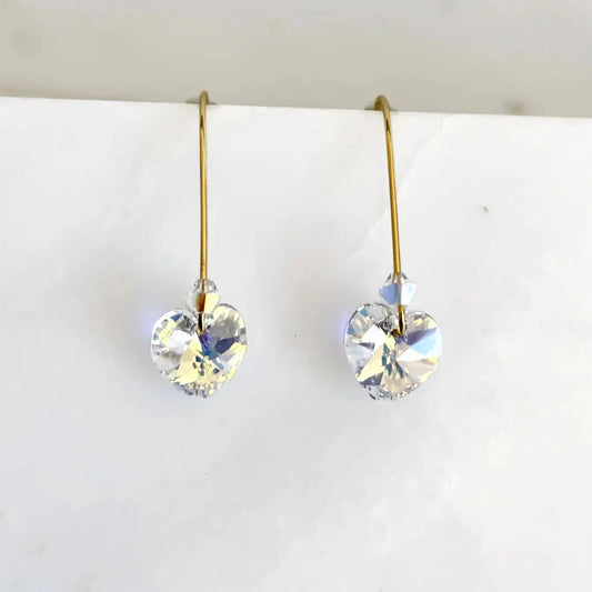 Clear ab crystal heart earrings LoveYourBling
