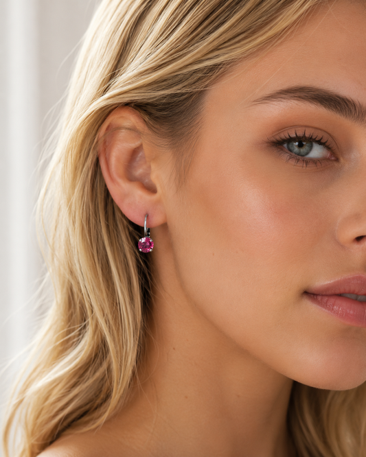 Pendientes colgantes de cristal rosa