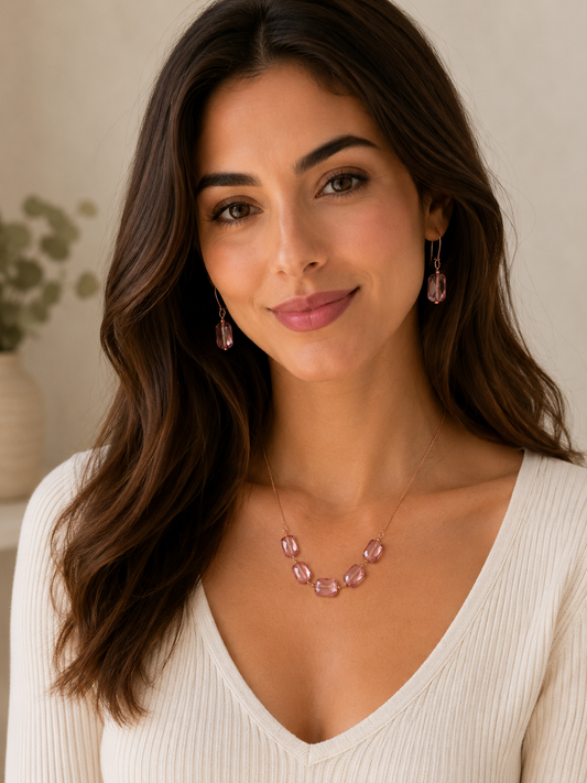 Blush pink crystal earrings