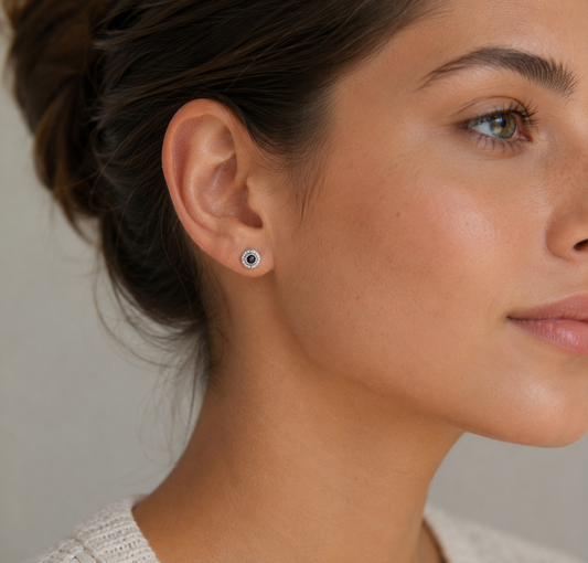 Black diamond post earrings
