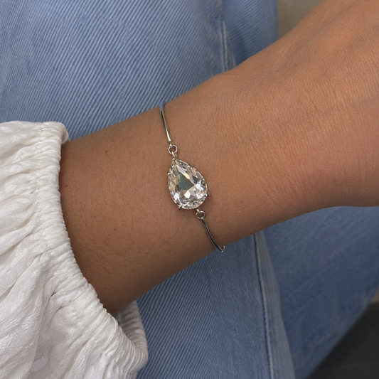 Clear Crystal teardrop bangle bracelet