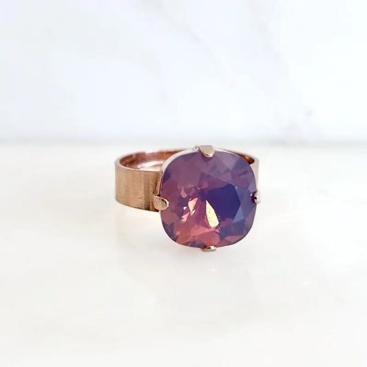 Lavender Opal Statement Ring – 12mm | 24K Rose Gold Plated | Wide Band LoveYourBling