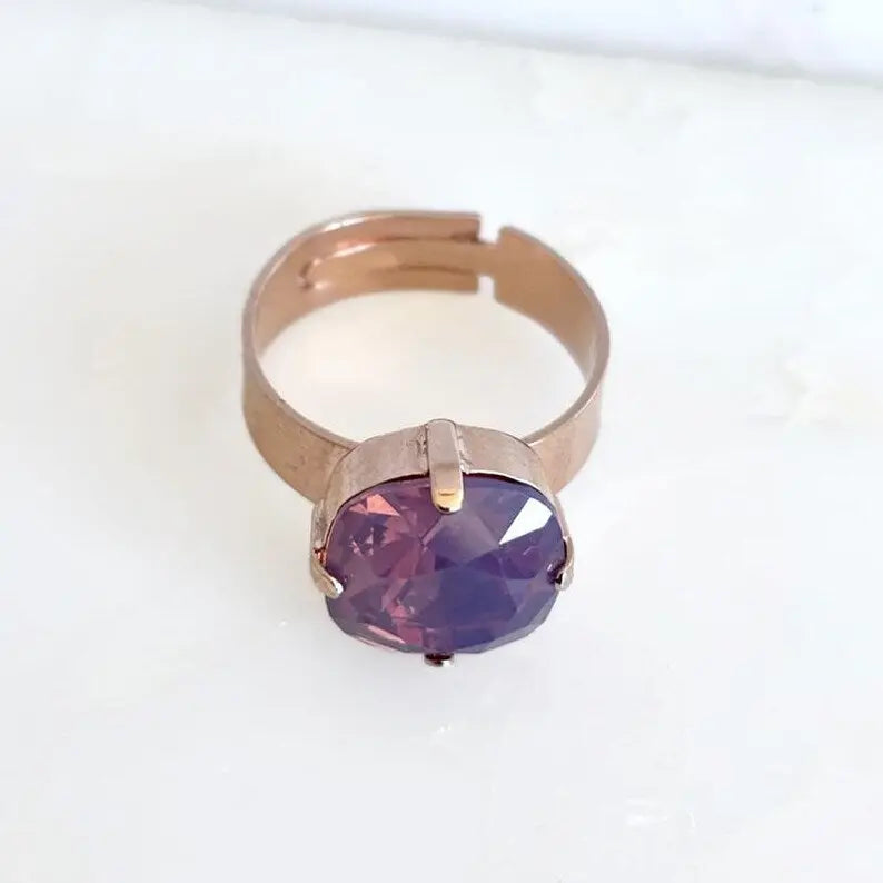 Lavender Opal Statement Ring – 12mm | 24K Rose Gold Plated | Wide Band LoveYourBling