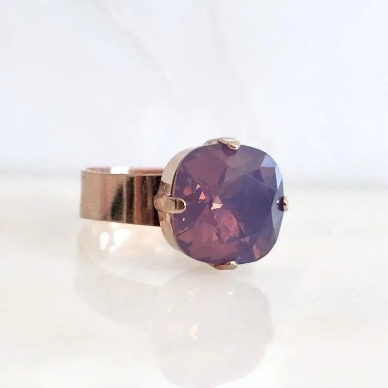 Lavender Opal Statement Ring – 12mm | 24K Rose Gold Plated | Wide Band LoveYourBling