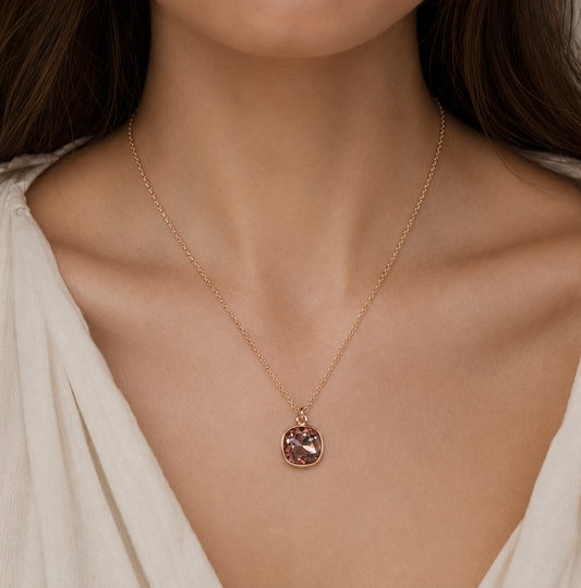 Blush crystal and rose gold necklace