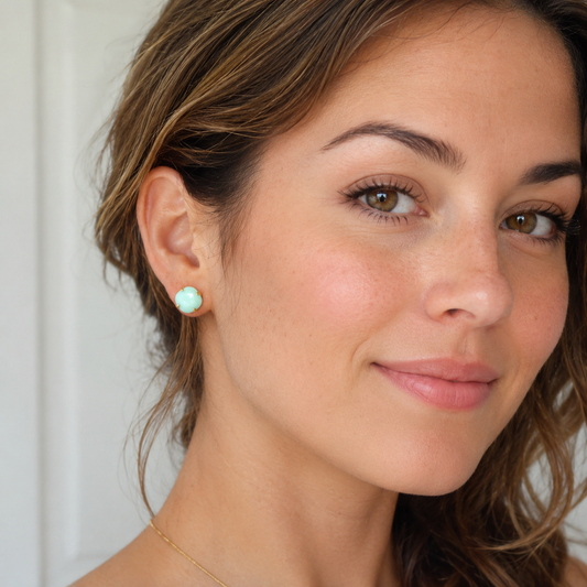 Mint Alabaster Swarovski® Crystal Stud Earrings – Mint Green Cushion Stud Earrings