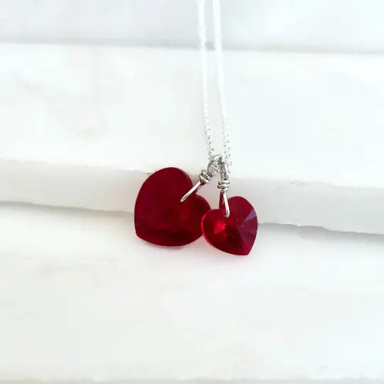 Red Crystal Hearts Necklace LoveYourBling