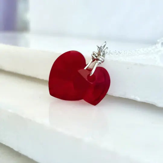 Red Crystal Hearts Necklace LoveYourBling