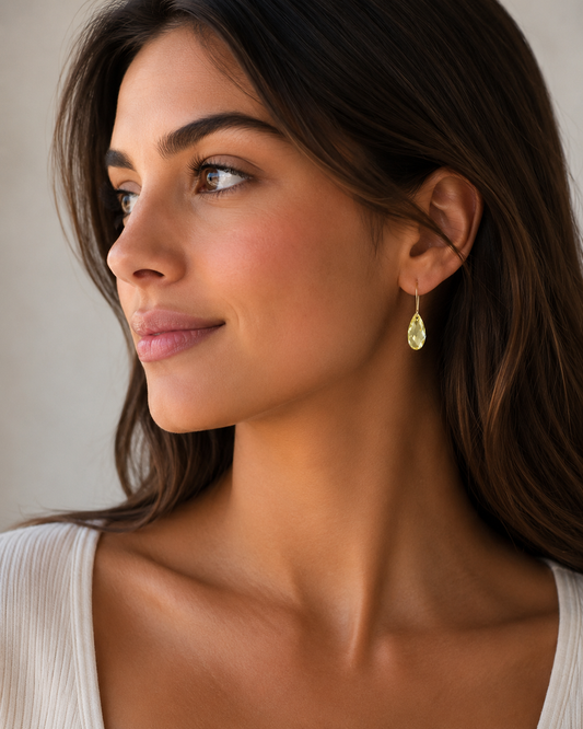 Pendientes lágrima de cristal amarillo