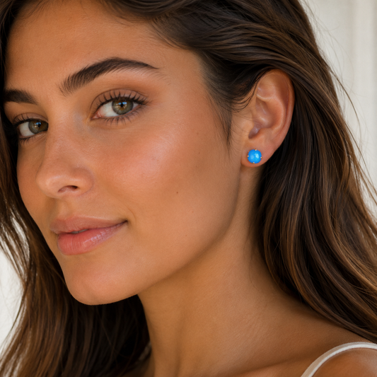 Blue Opal square post earring