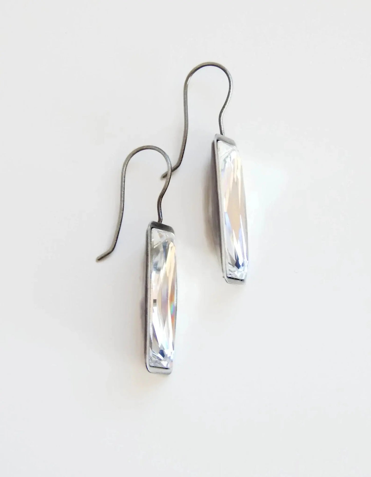 Clear large crystal baguette earrings LoveYourBling