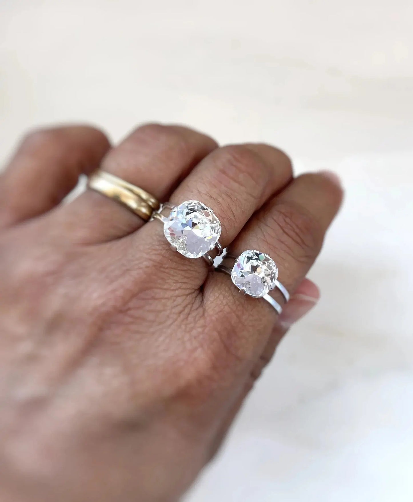 Clear Crystal Cushion Cut Ring - Square Swarovski Crystal Ring - Elegant Clear Ring LoveYourBling