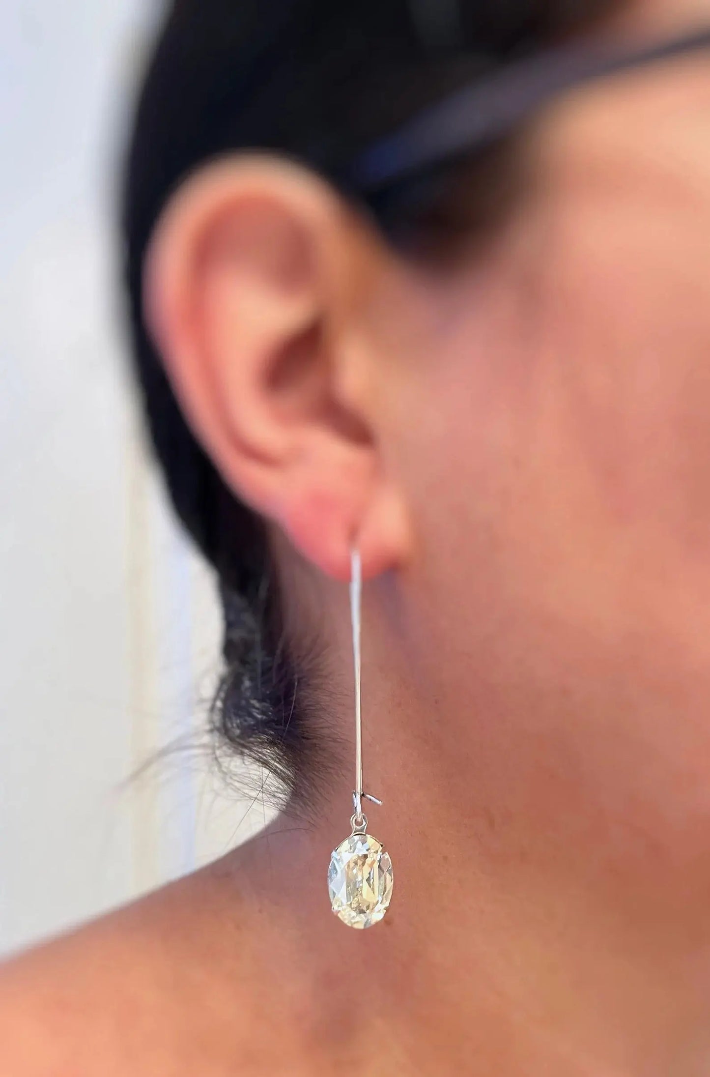 Long oval moonlight crystal earrings LoveYourBling