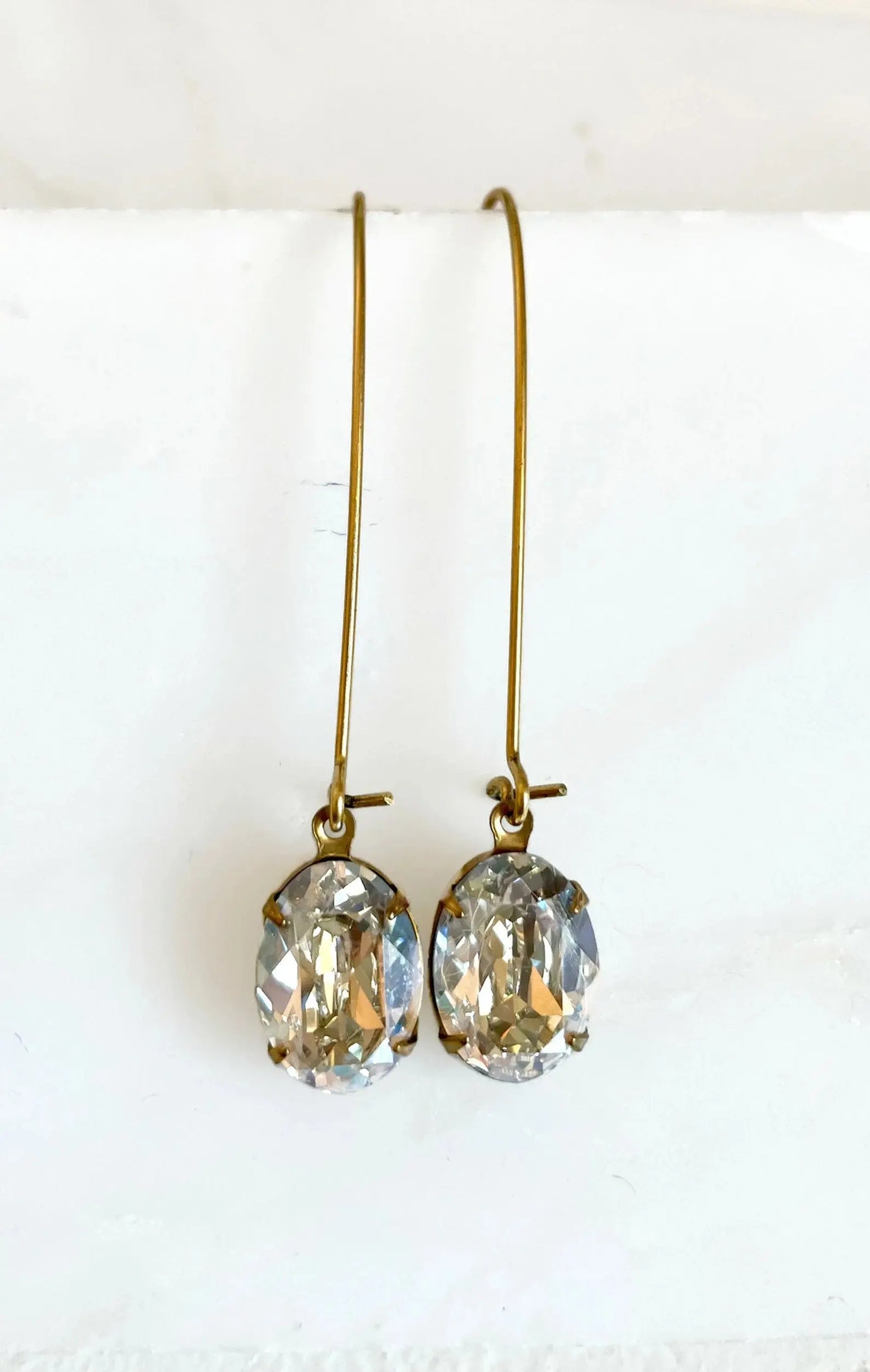 Long oval moonlight crystal earrings LoveYourBling