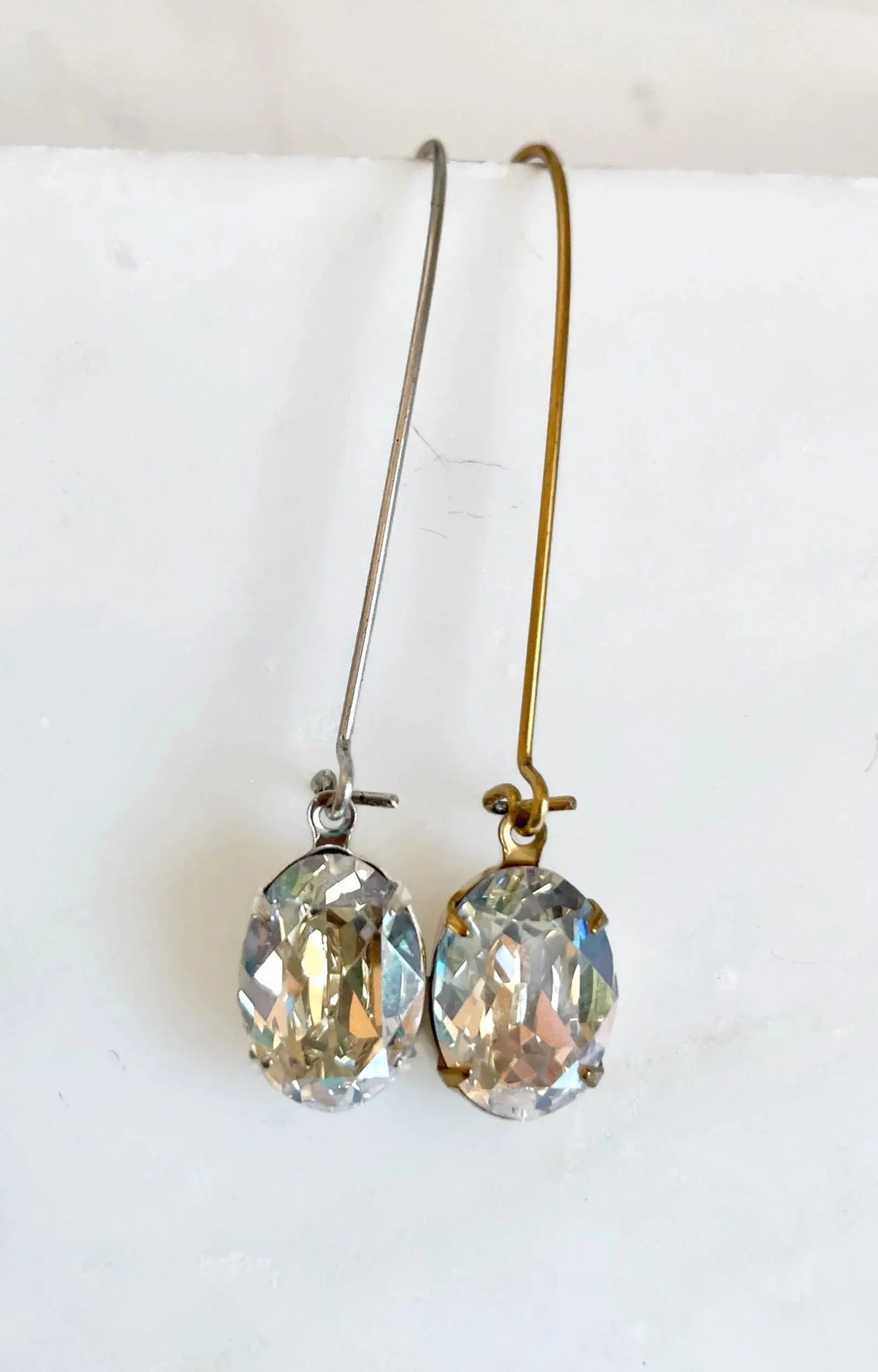 Long oval moonlight crystal earrings LoveYourBling