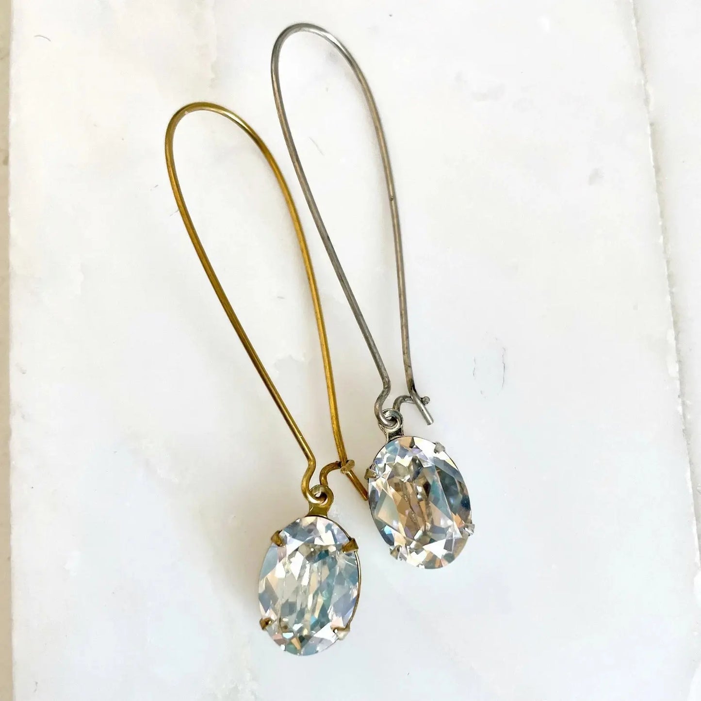 Long oval moonlight crystal earrings LoveYourBling