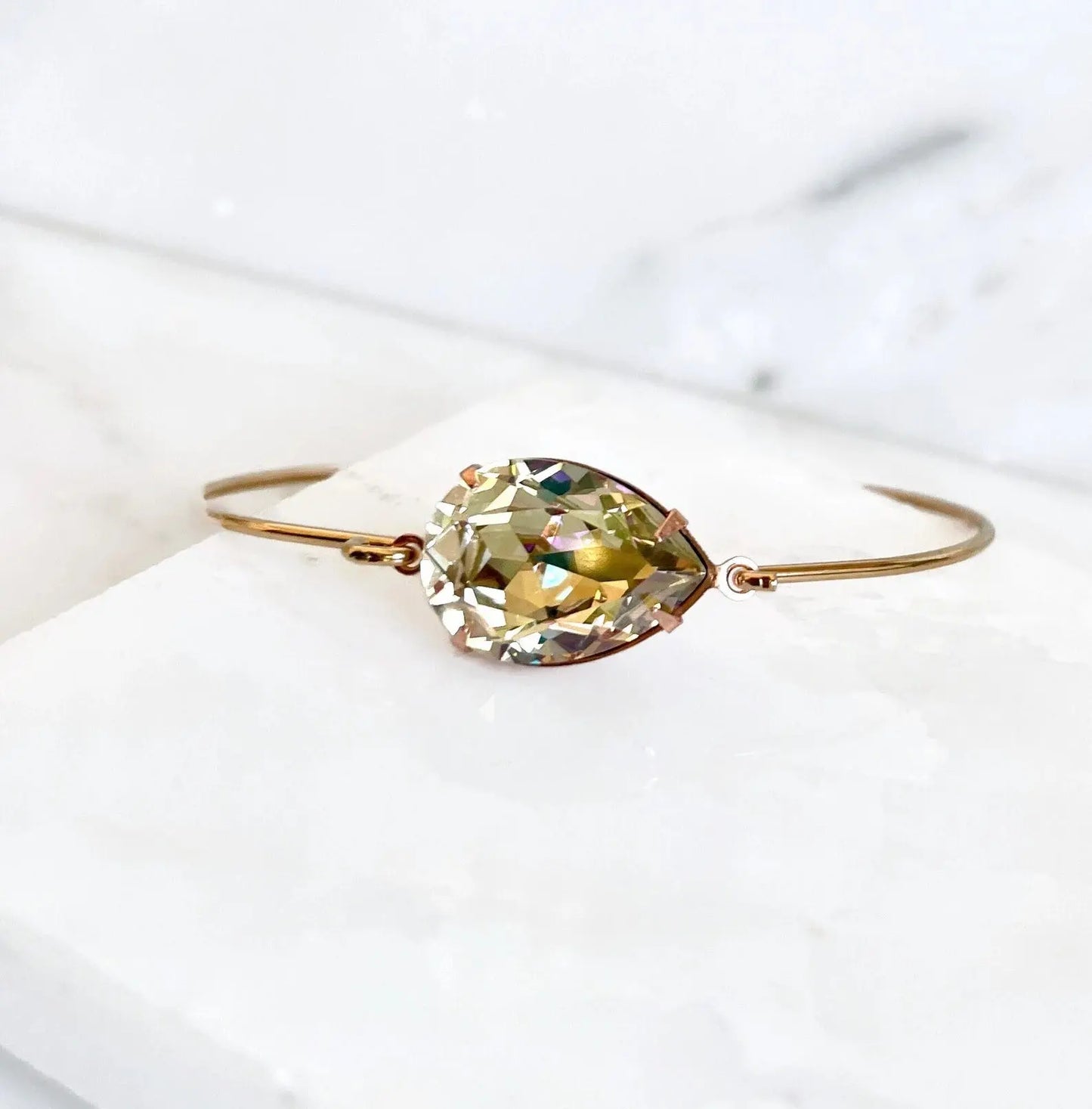 Crystal teardrop bangle bracelet LoveYourBling
