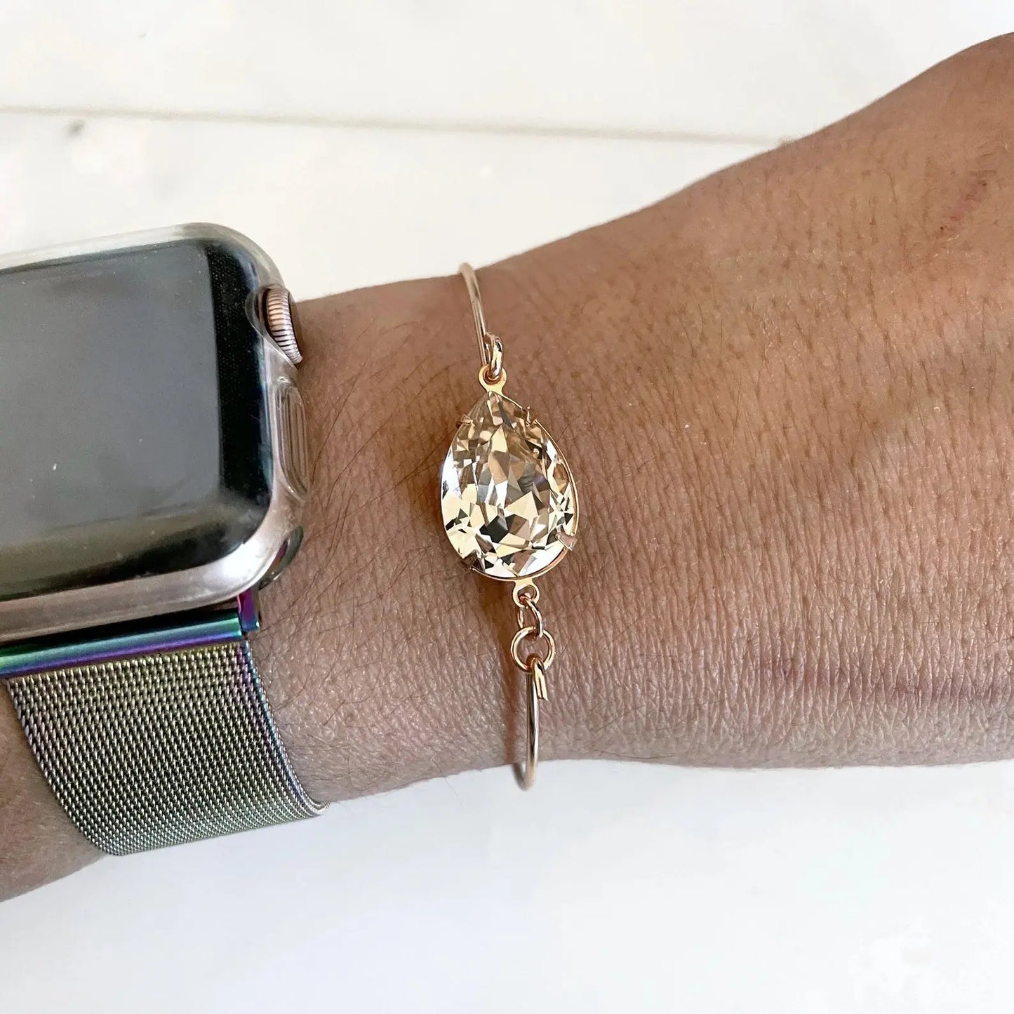 Crystal teardrop bangle bracelet LoveYourBling
