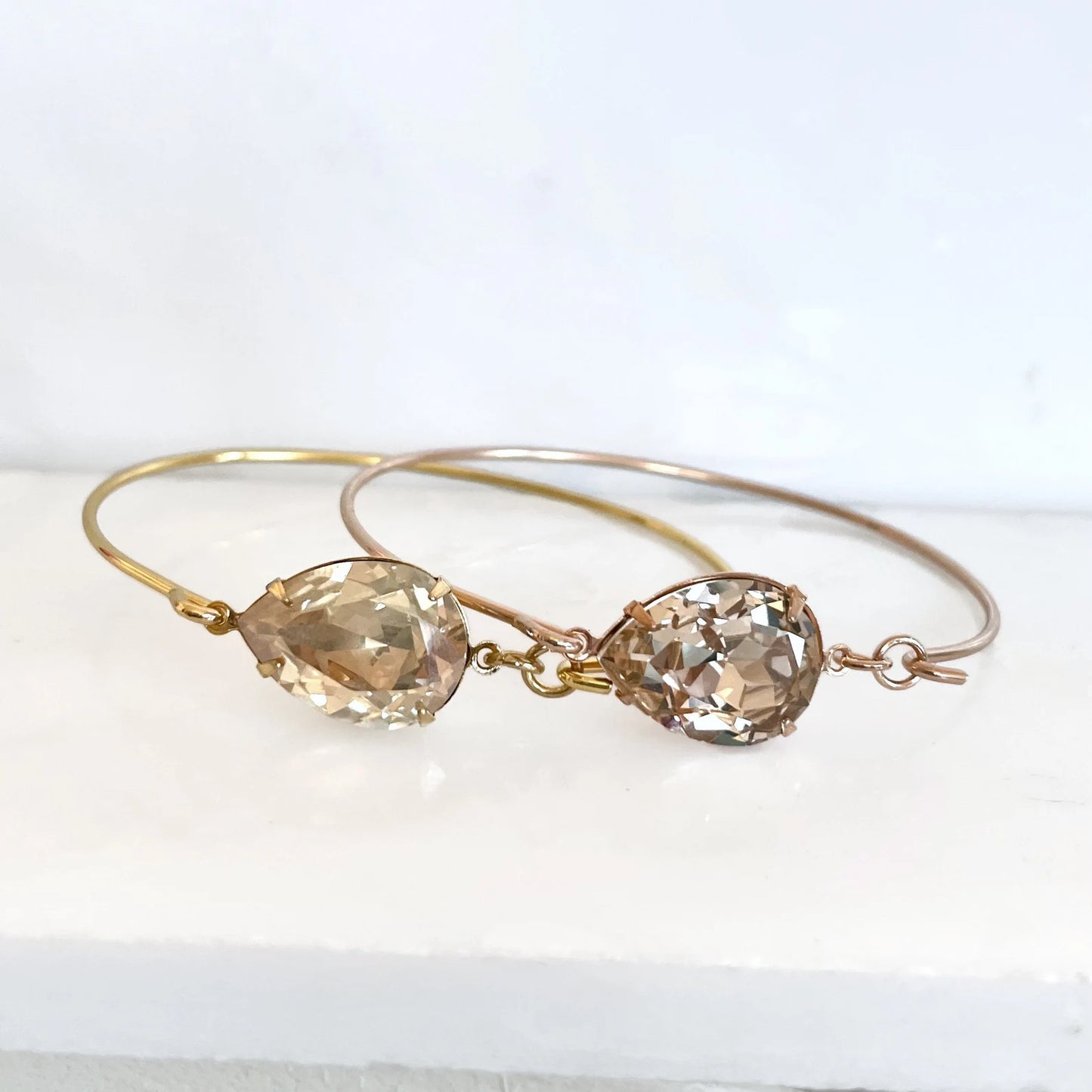 Crystal teardrop bangle bracelet