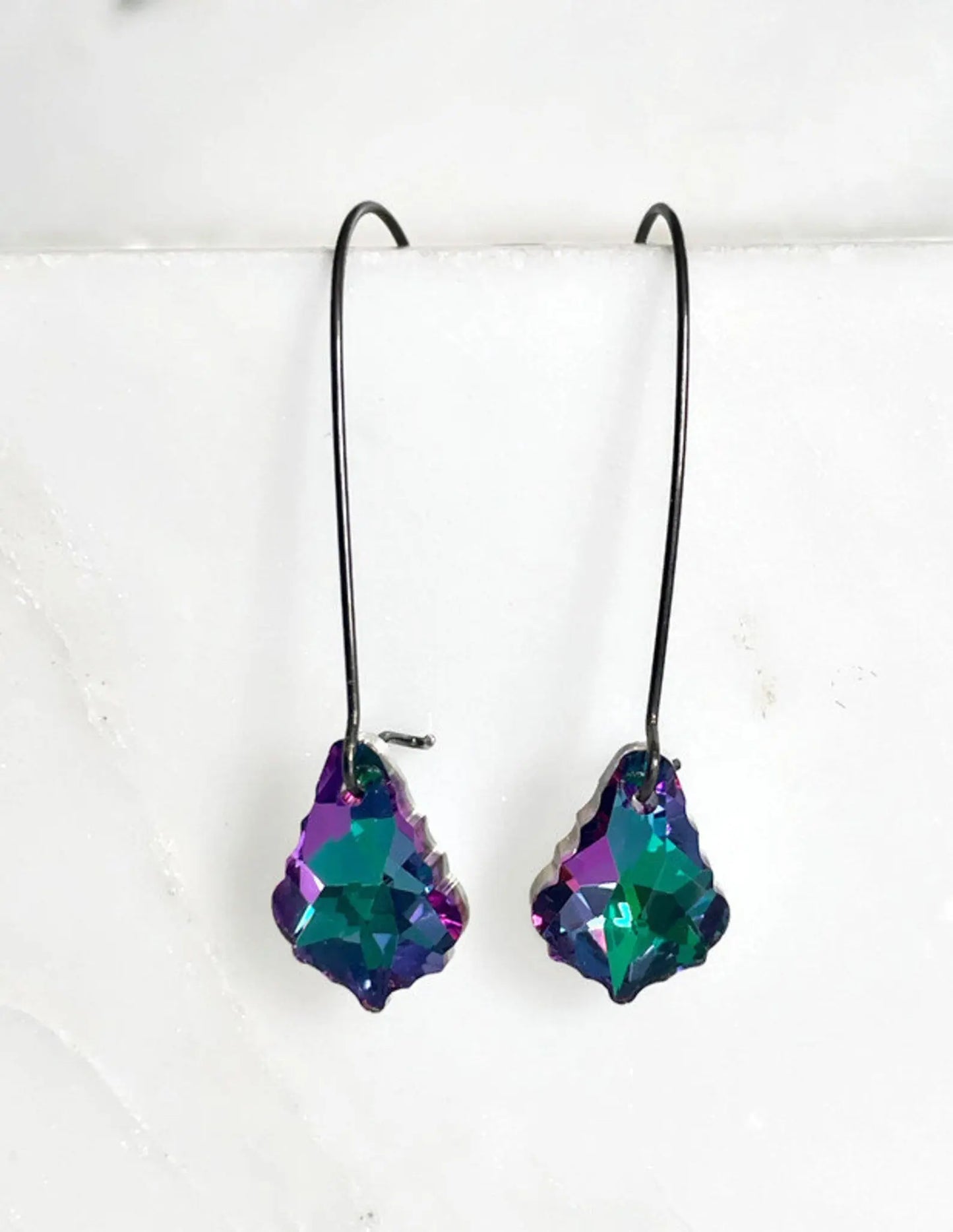 Electric Crystal Baroque Earrings on Gunmetal LoveYourBling