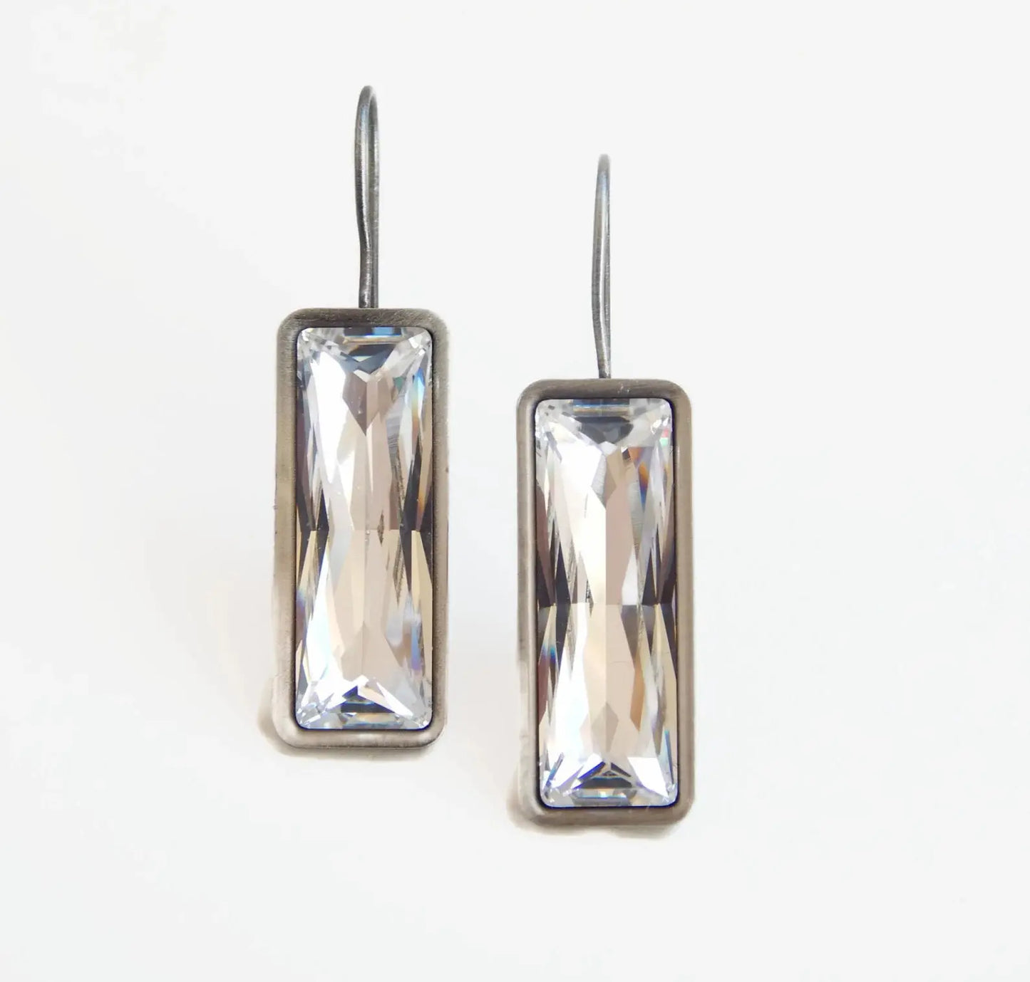 Clear large crystal baguette earrings LoveYourBling